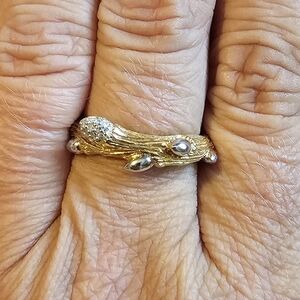 STEPHEN DWECK VERMEIL STERLING SILVER 'FORTUNA DIAMONDS' BRANCH RING